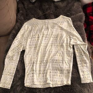 White, Black, and Yellow long sleeve top